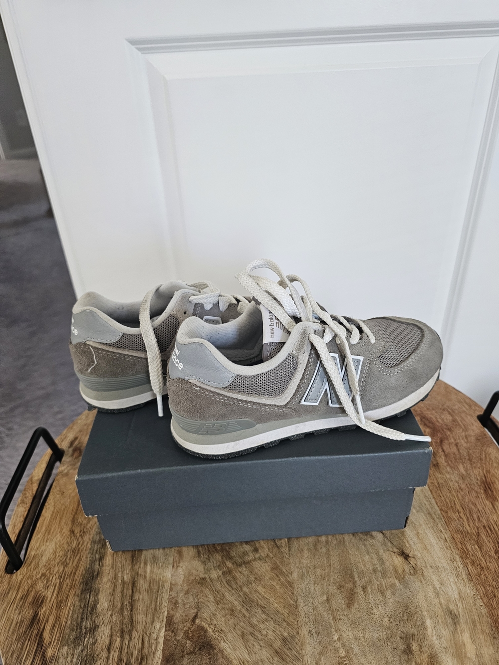 New Balance Gray Suede & Mesh Sneakers